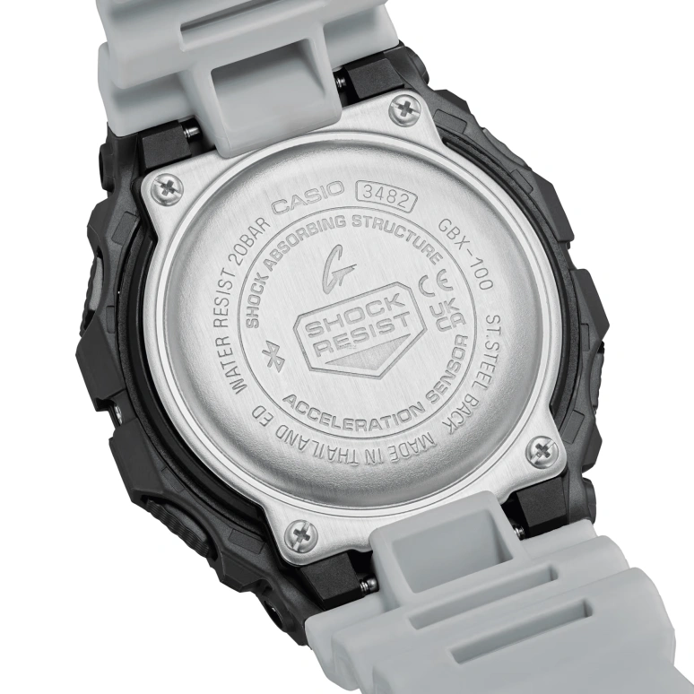 Casio,G-LIDE 50.90x46mm,50.90x46mm,Resin,Stainless Steel,Black,Quartz,Countdown,Chronograph,Month,Date,Hardlex,Square,GBX100TT,GBX100TT-8
