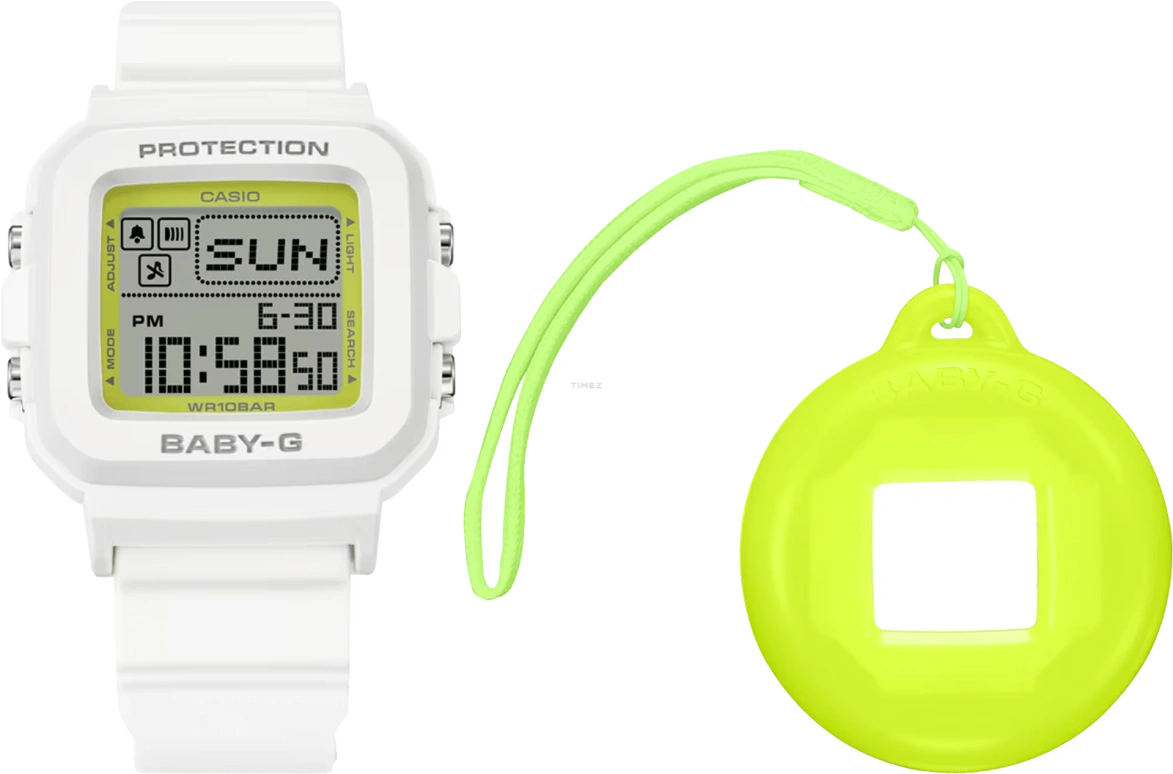 Casio,BGD-10 42.80x39mm,42.80x39mm,Resin,Green,Quartz,Countdown,Chronograph,Month,Date,Hardlex,Square,BGD10K,BGD10K-7