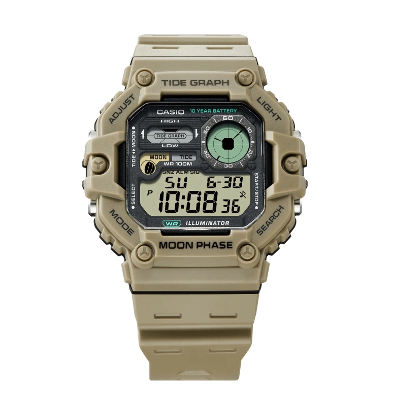 Casio,Standard 52.50x48.60mm,52.50x48.60mm,Resin,Black,Grey,Quartz,Countdown,Chronograph,Moonphase,Month,Plexi,Square,WS1700H,WS1700H-5AV