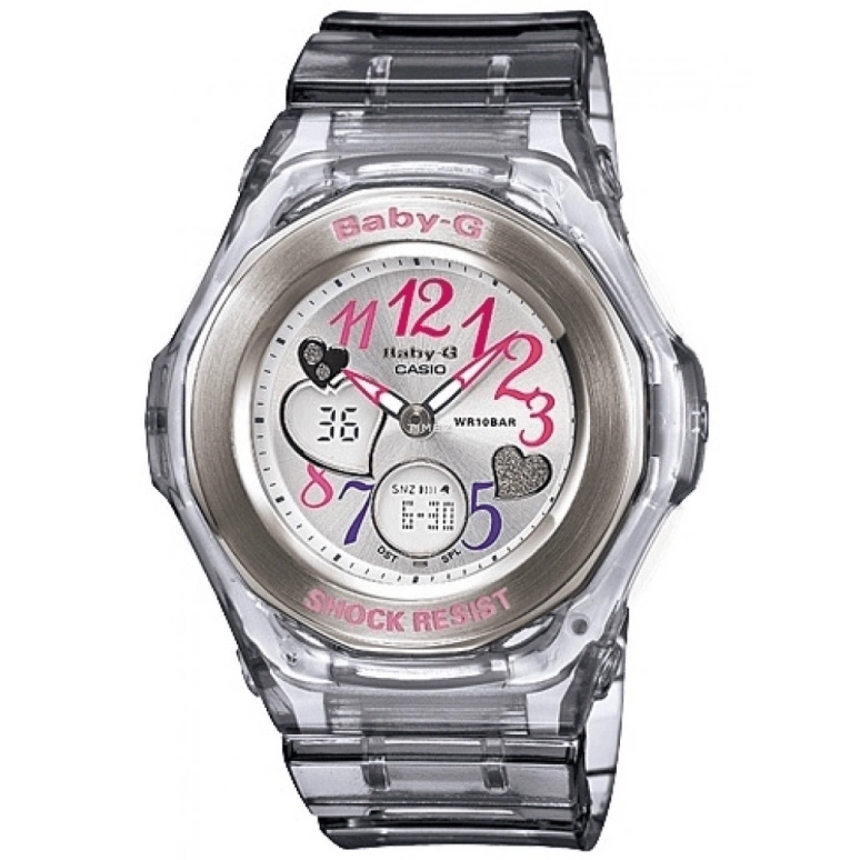 Casio,BABY-G 39mm,39mm,Plastic,Silver,Quartz,BGA,BGA-101-8B