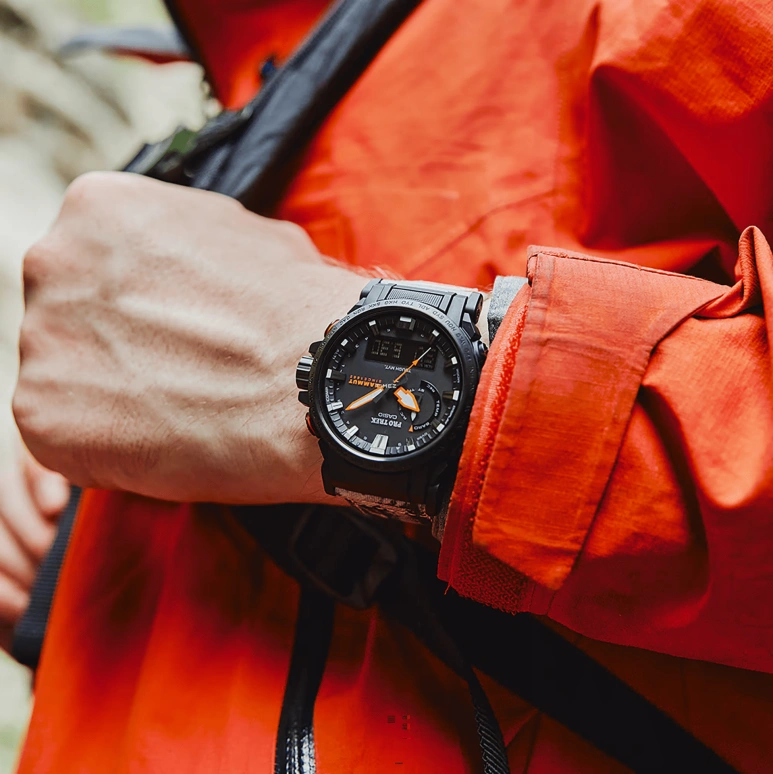 Casio,PROTREK 51x47.40mm,51x47.40mm,Stainless Steel,Black,Quartz,Countdown,Chronograph,Month,Date,Hardlex,Round,PRW61MA,PRW61MA-1A