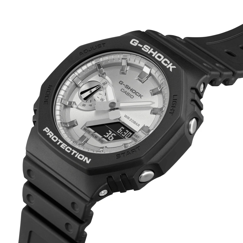 Casio,G-SHOCK 48.50x45.40mm,48.50x45.40mm,Resin,Carbon,Silver,Quartz,Countdown,Chronograph,Month,Date,Hardlex,Round,GA2100SB,GA2100SB-1A