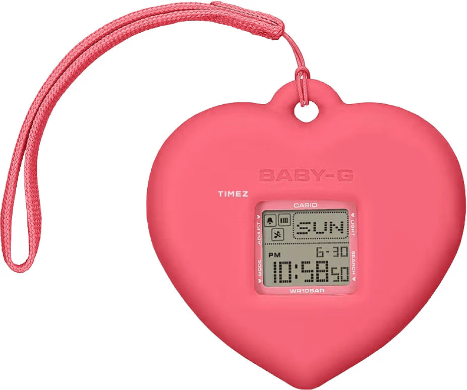 Casio,BABY-G 42.80x39mm,42.80x39mm,Resin,Pink Red,Quartz,Countdown,Chronograph,Month,Date,Hardlex,Square,BGD10KH,BGD10KH-4