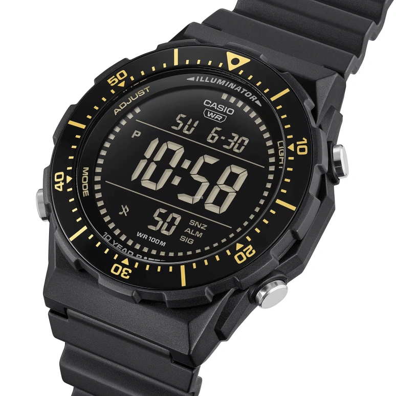 Casio,DIGITAL 47.30mm,47.30mm,Resin,Aluminium,Black,Quartz,Countdown,Chronograph,Month,Date,Plexi,Glass,Round,AE1700H,AE1700H-1BV