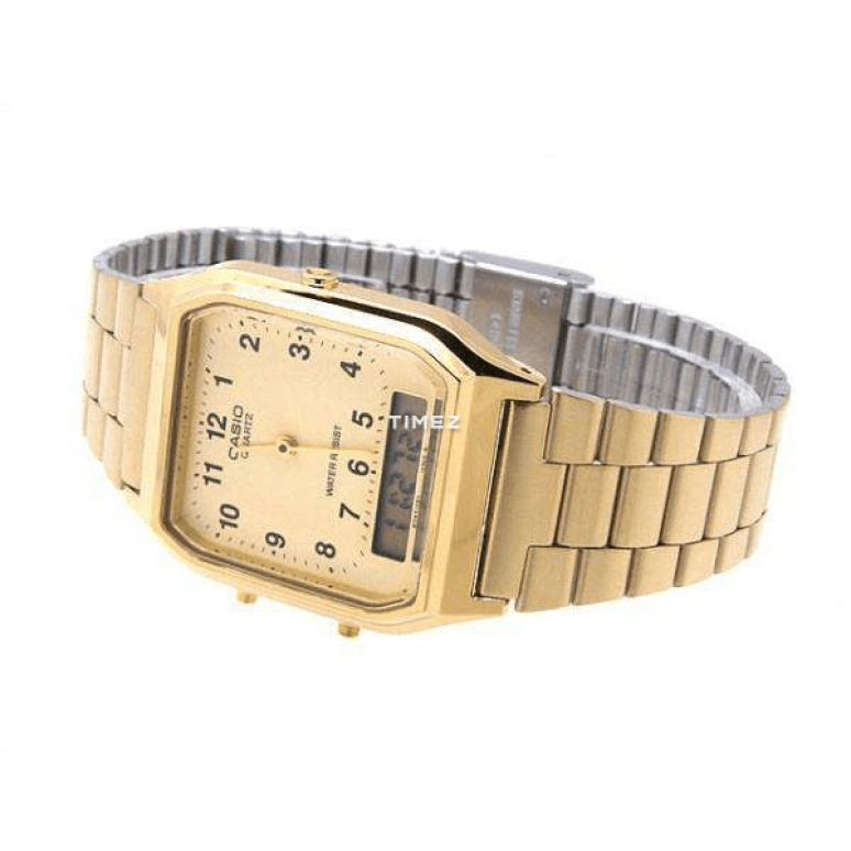Casio,CLASSIC ,Acrylic,Plastic,Gold,Quartz,Rectangular,AQ,AQ-230GA-9B
