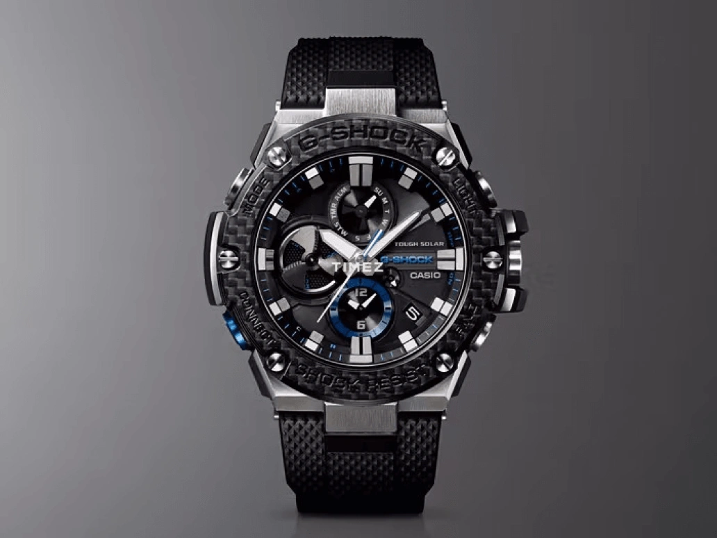 Casio,G-STEEL 53.80mm,53.80mm,Resin,Stainless Steel,Carbon,Black,Quartz,Countdown,Chronograph,Day,Dule Time,Sapphire,Round,GSTB100XA,GSTB100XA-1A