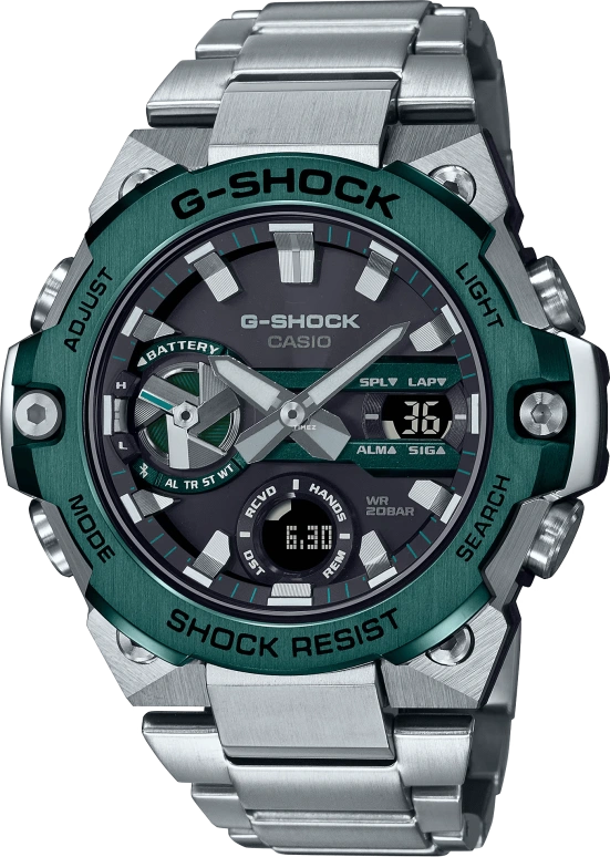 Casio,G-STEEL 49.60mm,49.60mm,Resin,Black,Quartz,Countdown,Chronograph,Month,Date,Hardlex,Round,GSTB400CD,GSTB400CD-1A3