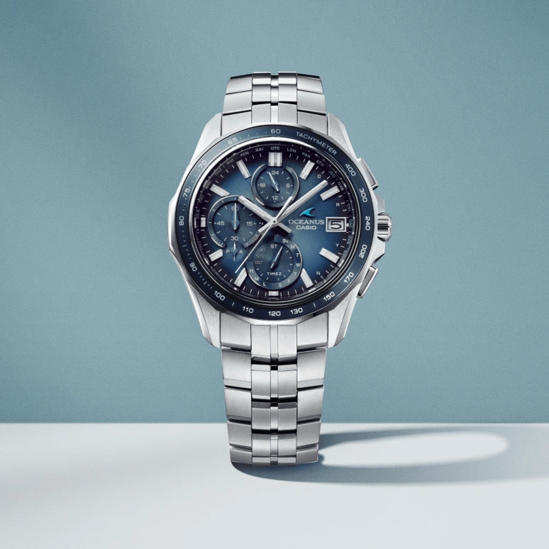Casio,OCEANUS 47.50x42.80mm,47.50x42.80mm,Titanium,Sapphire,glass,Blue,Quartz,Chronograph,Date,Day,World Time,Sapphire,Crystal Glass,Round,OCWS7000RA2A