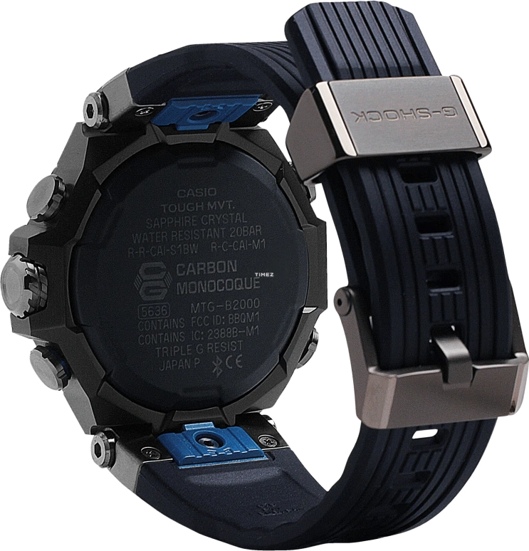 Casio,MTG 55.10x49.80mm,55.10x49.80mm,Stainless Steel,Black,Quartz,Countdown,Chronograph,Date,Day,Sapphire,Crystal Glass,Round,MTGB2000B1A2