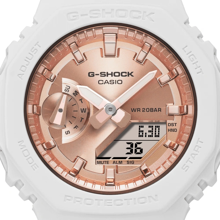 Casio,G-SHOCK 42.90mm,42.90mm,Carbon,Resin,Rose Gold,Quartz,Countdown,Chronograph,Month,Date,Hardlex,Octagon,GMAS2100MD7A