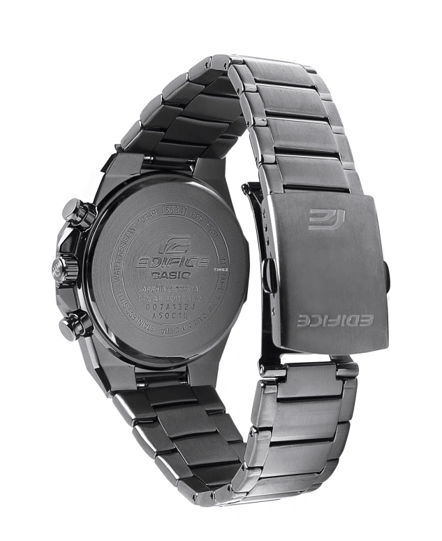 Casio,EDIFICE 49x44mm,49x44mm,Stainless Steel,Black,Quartz,Chronograph,Day,Power Reserve Indicator,Solar Charging,Hardlex,Round,EFSS570DC,EFSS570DC-1A