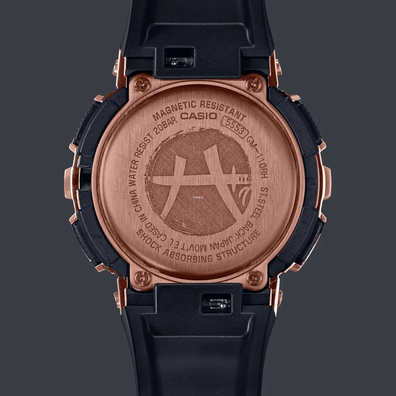 Casio,G-STEEL 48.80mm,48.80mm,Resin,Rose Gold,Black,Green,Quartz,Countdown,Chronograph,Month,Date,Hardlex,Round,GM110RH,GM110RH-1A