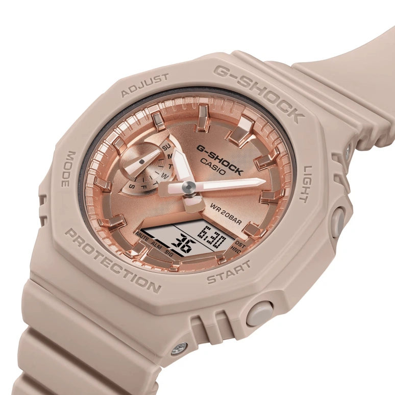 Casio,G-SHOCK 42.90mm,42.90mm,Carbon,Resin,Rose Gold,Quartz,Countdown,Chronograph,Month,Date,Hardlex,Octagon,GMAS2100MD4A