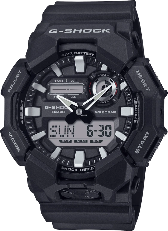 Casio,G-SHOCK 51.90mm,51.90mm,Bio-sourced,Carbon,Resin,Black,Quartz,Countdown,Chronograph,Month,Date,Hardlex,Round,GA010,GA010-1A