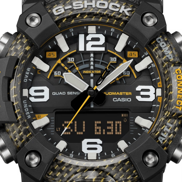 Casio,MASTER OF G - LAND 55.40x51.30mm,55.40x51.30mm,Resin,Carbon,Black,Quartz,Countdown,Chronograph,Month,Date,Hardlex,Round,GGB100Y,GGB100Y-1A
