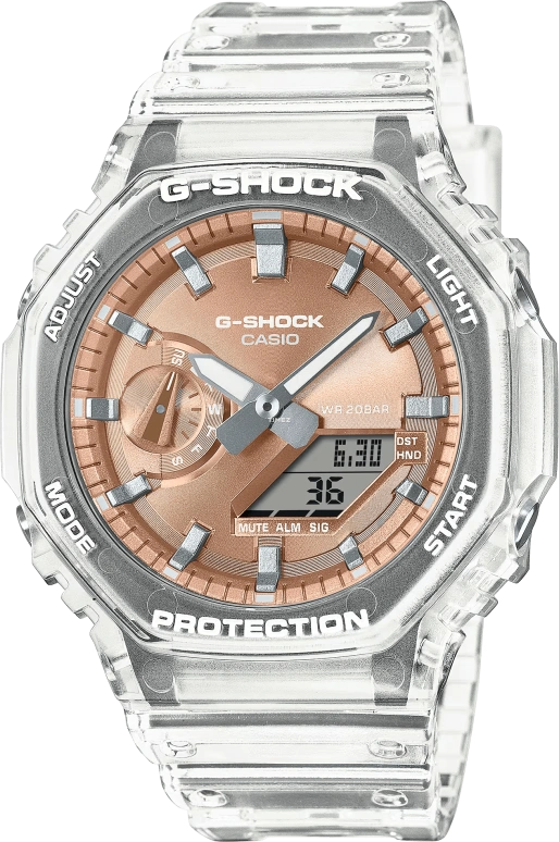 Casio,G-SHOCK 48.50x45.40mm,48.50x45.40mm,Carbon,Resin,Rose Gold,Quartz,Countdown,Chronograph,Month,Date,Hardlex,Octagon,GA2100BM,GA2100BM-7A5