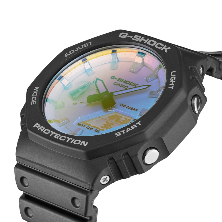 Casio,G-SHOCK 48.50x45.40mm,48.50x45.40mm,Resin,Carbon,Gradient,Blue,Quartz,Countdown,Chronograph,Month,Date,Hardlex,Octagon,GA2100SR,GA2100SR-1A
