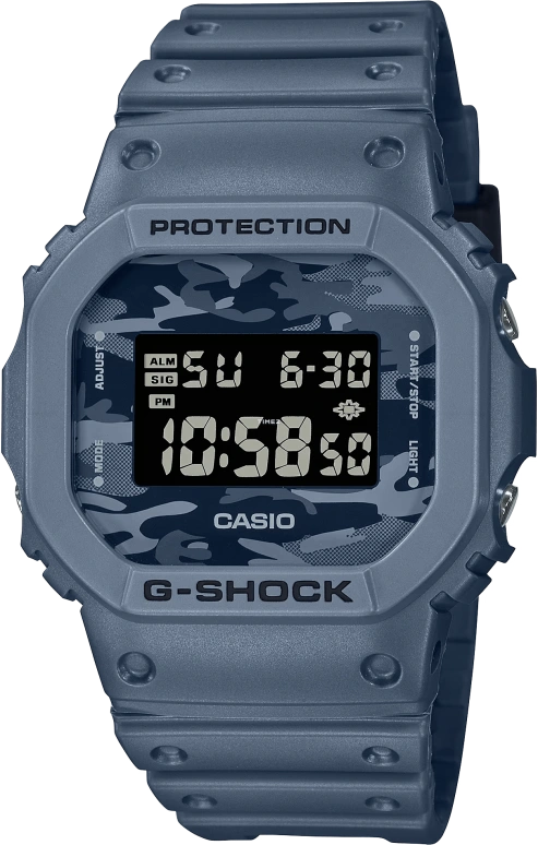 Casio,G-SHOCK 48.90x42.80mm,48.90x42.80mm,Resin,Blue,Black,Quartz,Countdown,Chronograph,Month,Date,Hardlex,Square,DW5600CA,DW5600CA-2