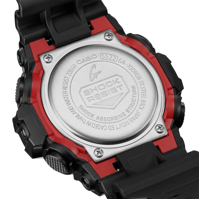 Casio,G-SHOCK 53.40mm,53.40mm,Resin,Black,Quartz,Countdown,Chronograph,Month,Date,Hardlex,Round,GA700RGB,GA700RGB-1A
