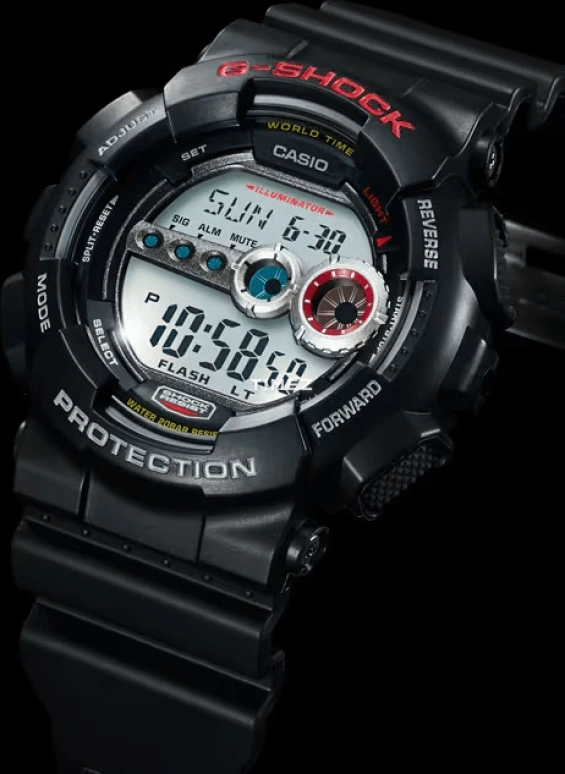 Casio,G-SHOCK 51.20mm,51.20mm,Resin,Black,Grey,Quartz,Countdown,Chronograph,Month,Date,Hardlex,Round,GD100,GD100-1A