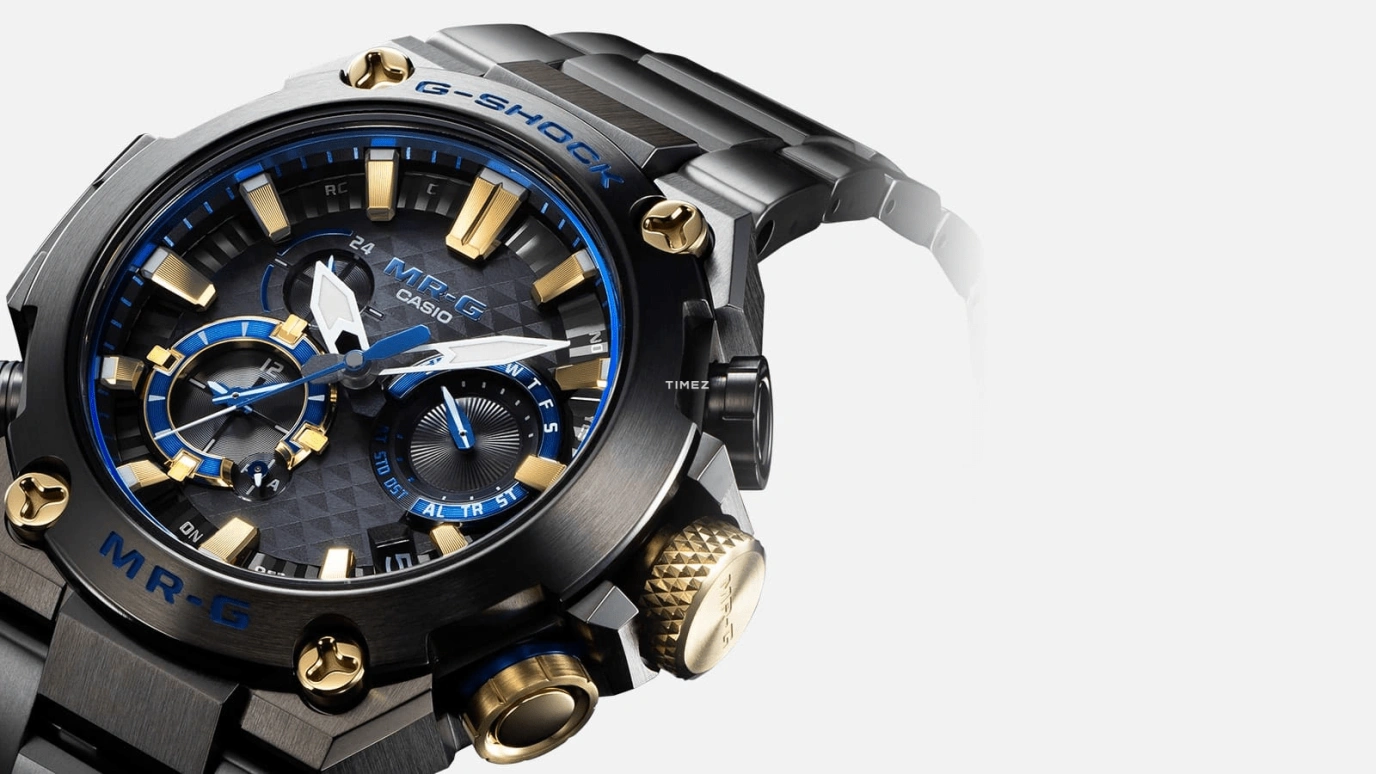 Casio,MR-G 54.70x49.80mm,54.70x49.80mm,Titanium,Black,Quartz,Countdown,Chronograph,Month,Date,Sapphire,Crystal Glass,Round,MRGB2000R,MRGB2000R-1A