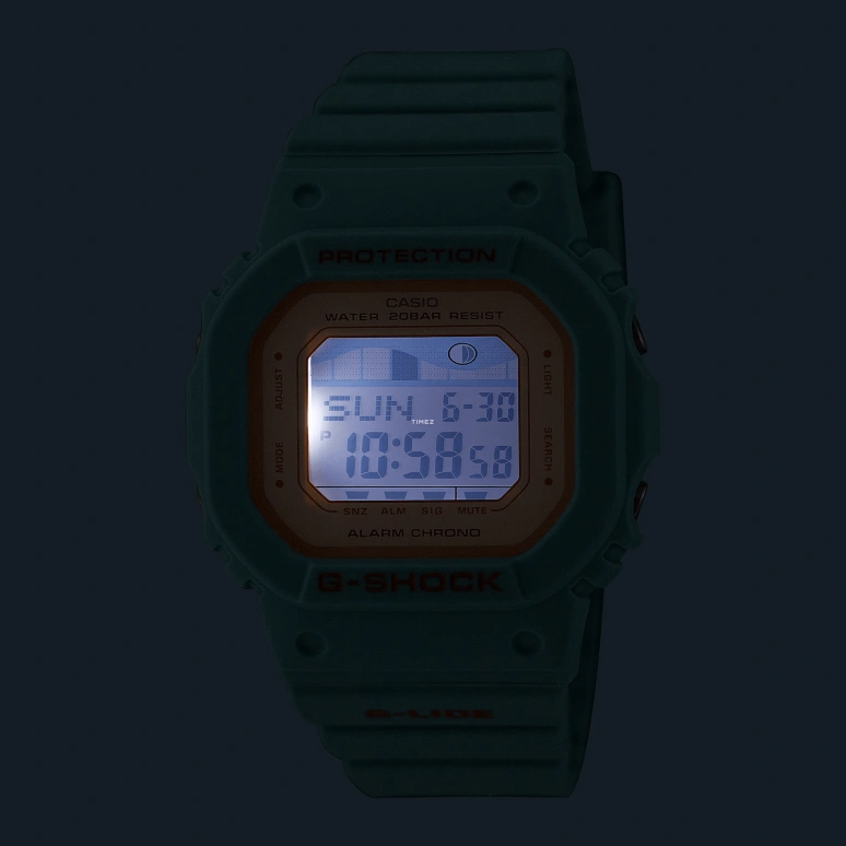 Casio,G-LIDE 45.70x40.50mm,45.70x40.50mm,Resin,Cream,Quartz,Countdown,Chronograph,Month,Date,Hardlex,Square,GLXS5600,GLXS5600-3