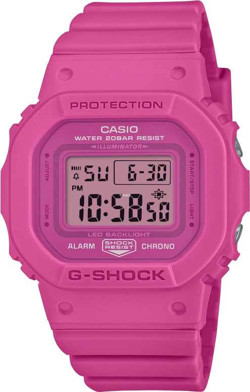 Casio,G-SHOCK 45.70x40.50mm,45.70x40.50mm,Bio-sourced,Resin,Pink Red,Quartz,Countdown,Chronograph,Month,Date,Hardlex,Square,GMDS5610PK,GMDS5610PK-4