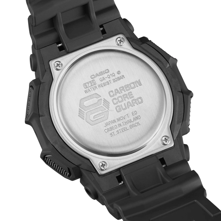 Casio,G-SHOCK 51.90mm,51.90mm,Bio-sourced,Carbon,Resin,Black,Quartz,Countdown,Chronograph,Month,Date,Hardlex,Round,GA010,GA010-1A