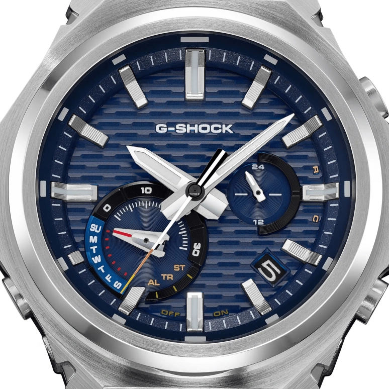 Casio,G-STEEL 46.90x44.20mm,46.90x44.20mm,Stainless Steel,Bio-sourced,Carbon,Blue,Quartz,Countdown,Chronograph,Date,Day,Hardlex,Octagon,GSTB1000D,GSTB1000D-2A
