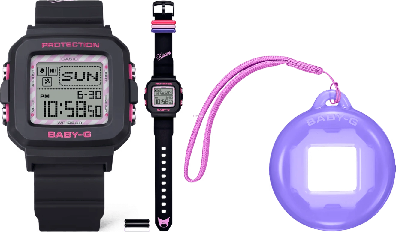 Casio,BGD-10 42.80x39mm,42.80x39mm,Resin,Pink,Grey,Quartz,Countdown,Chronograph,Month,Date,Hardlex,Square,BGD10KKM,BGD10KKM-1