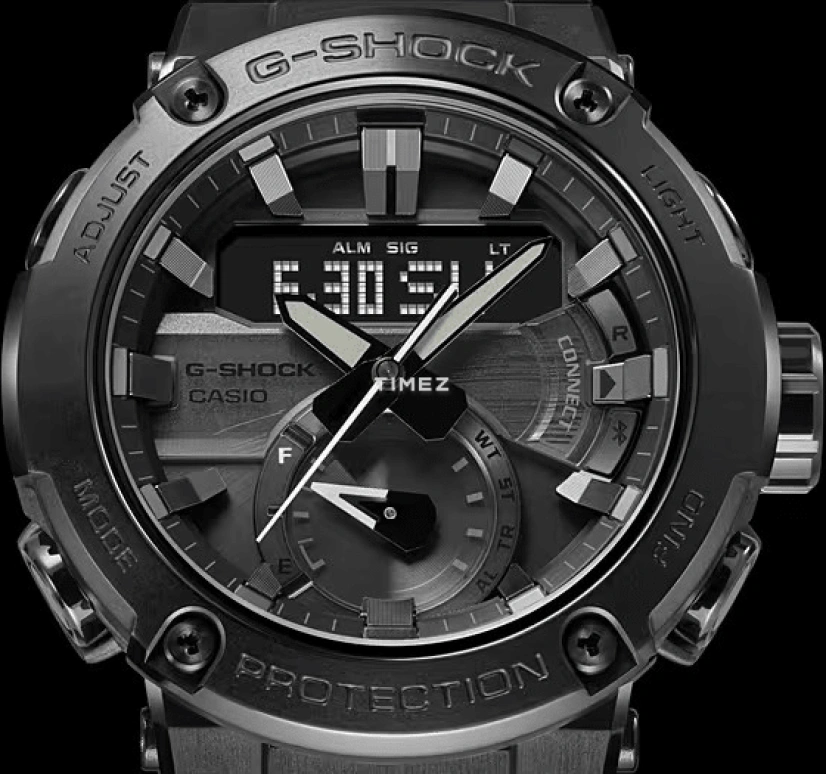 Casio,G-STEEL 46.50mm,46.50mm,Carbon,Black,Quartz,Countdown,Chronograph,Month,Date,Hardlex,Round,GST,GST-B200TJ-1A