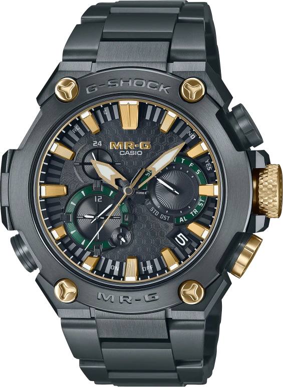 Casio,MR-G 54.70x49.80mm,54.70x49.80mm,Titanium,Black,Quartz,Countdown,Chronograph,Date,Day,Sapphire,Crystal Glass,Round,MRG,MRG-B2000BG-3A