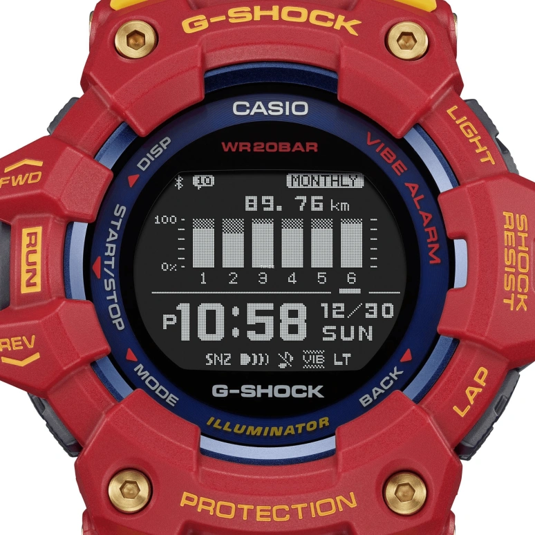 Casio,G-SHOCK 49.30mm,49.30mm,Resin,Blue,Quartz,Countdown,Chronograph,Month,Date,Hardlex,Round,GBD100BAR,GBD100BAR-4