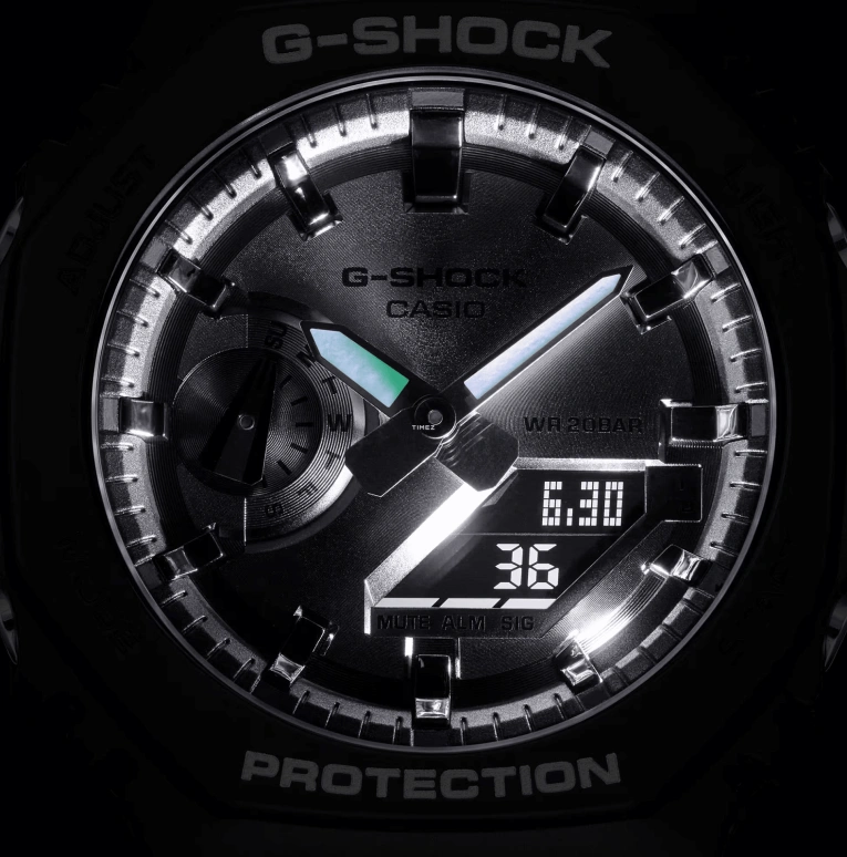 Casio,G-SHOCK 48.50x45.40mm,48.50x45.40mm,Resin,Carbon,Silver,Quartz,Countdown,Chronograph,Month,Date,Hardlex,Round,GA2100SB,GA2100SB-1A
