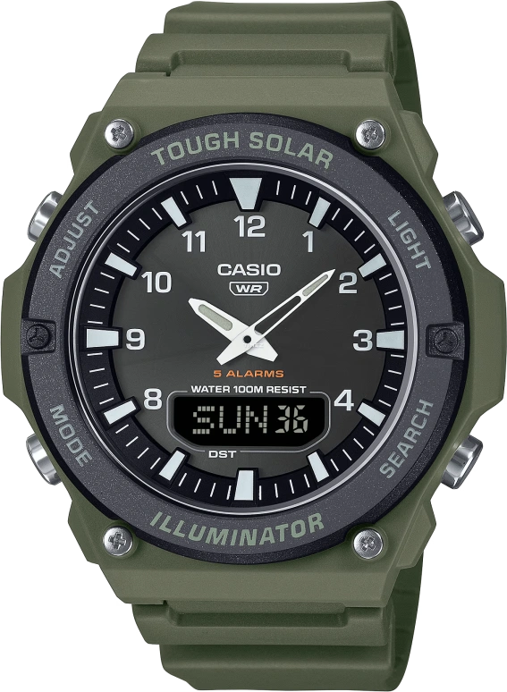 Casio,Standard 52.50x50.10mm,52.50x50.10mm,Resin,Black,Quartz,Countdown,Chronograph,Month,Date,Plexi,Glass,Round,AQS820W,AQS820W-3BV