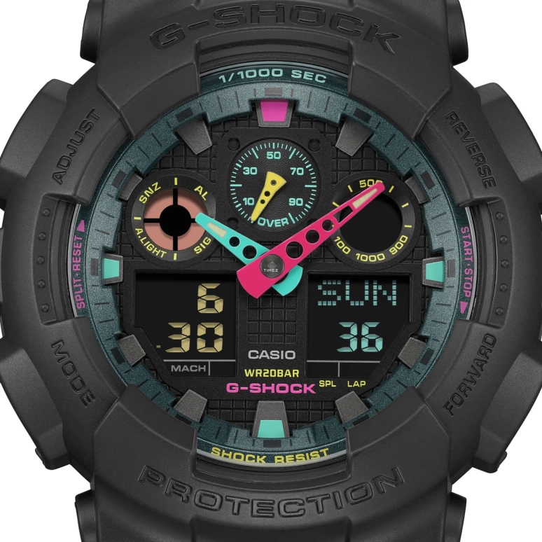 Casio,G-SHOCK 51.20mm,51.20mm,Resin,Black,Quartz,Countdown,Chronograph,Month,Date,Hardlex,Round,GA100MF,GA100MF-1A