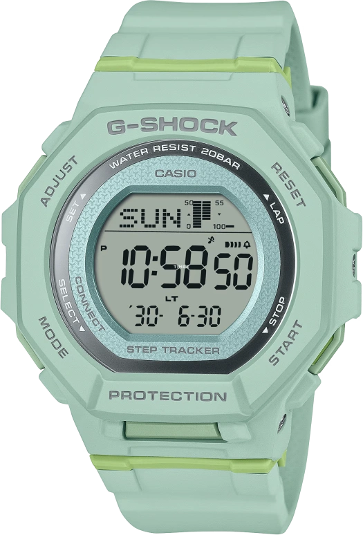 Casio,G-SHOCK 43.80mm,43.80mm,Bio-sourced,Resin,Green,Quartz,Countdown,Chronograph,Annual Calendar,Month,Hardlex,Octagon,GMDB300,GMDB300-3