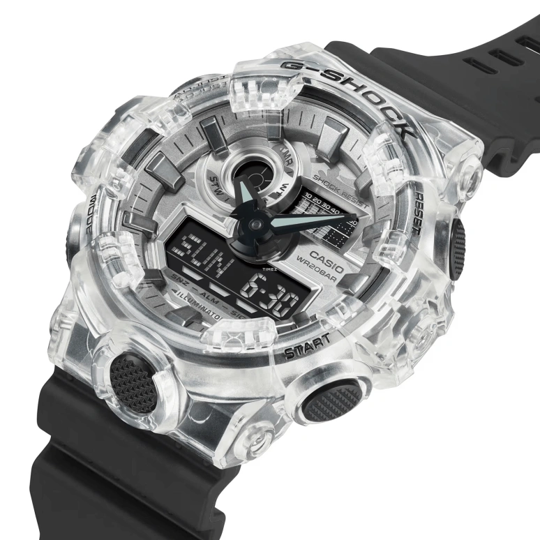 Casio,G-SHOCK 57.50x53.40mm,57.50x53.40mm,Resin,Black,Grey,Quartz,Countdown,Chronograph,Month,Date,Hardlex,Round,GA700SKC,GA700SKC-1A