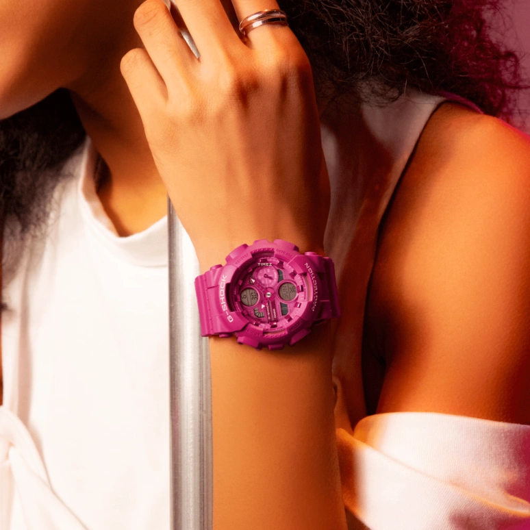 Casio,G-SHOCK 49x45.90mm,49x45.90mm,Resin,Bio-sourced,Pink,Quartz,Countdown,Chronograph,Month,Date,Hardlex,Glass,Round,GMAS140PP,GMAS140PP-4A