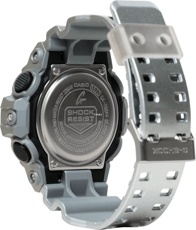 Casio,G-SHOCK 57.50x53.40mm,57.50x53.40mm,Resin,Silver,Quartz,Countdown,Chronograph,Month,Date,Hardlex,Round,GA700FF,GA700FF-8A