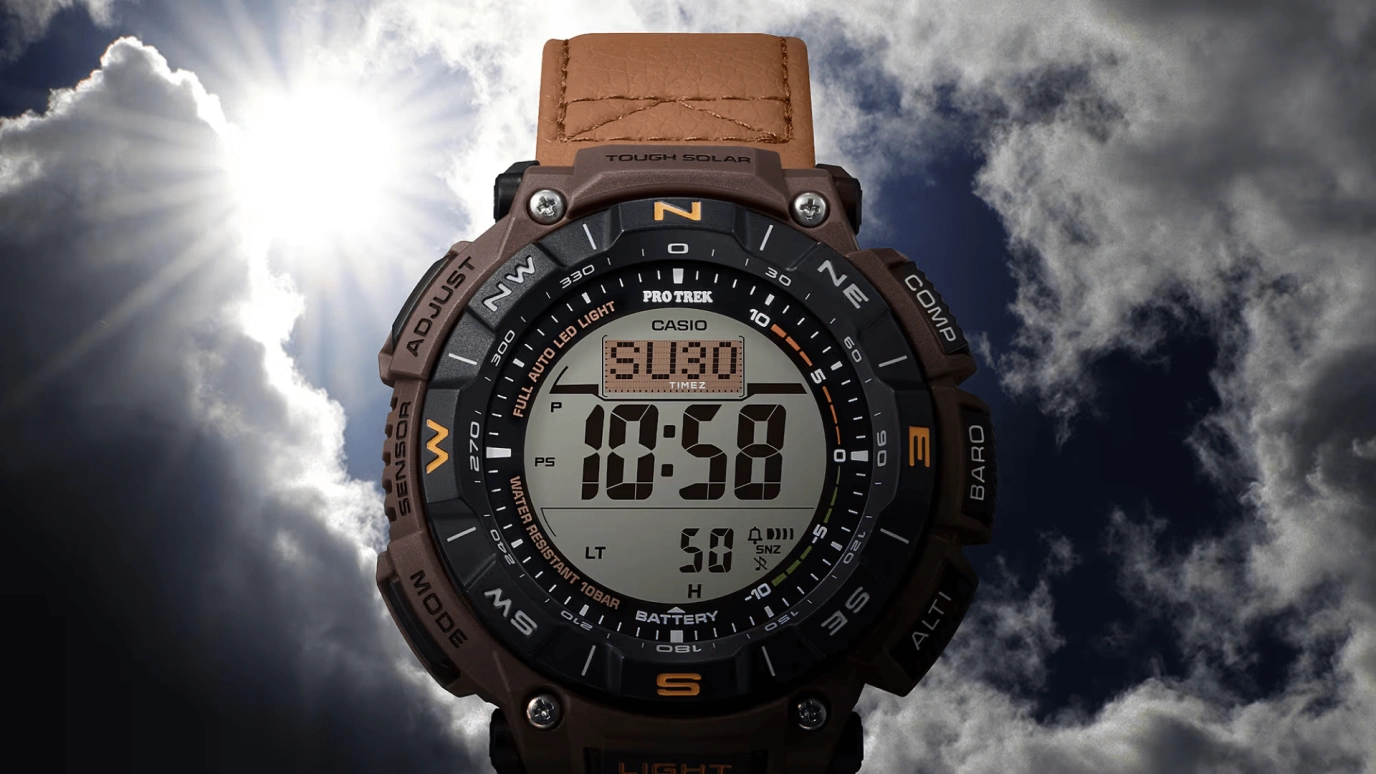 Casio,PROTREK 54.70x51.70mm,54.70x51.70mm,Resin,Bio-sourced,Black,Grey,Quartz,Countdown,Chronograph,Month,Date,Hardlex,Round,PRG340L,PRG340L-5