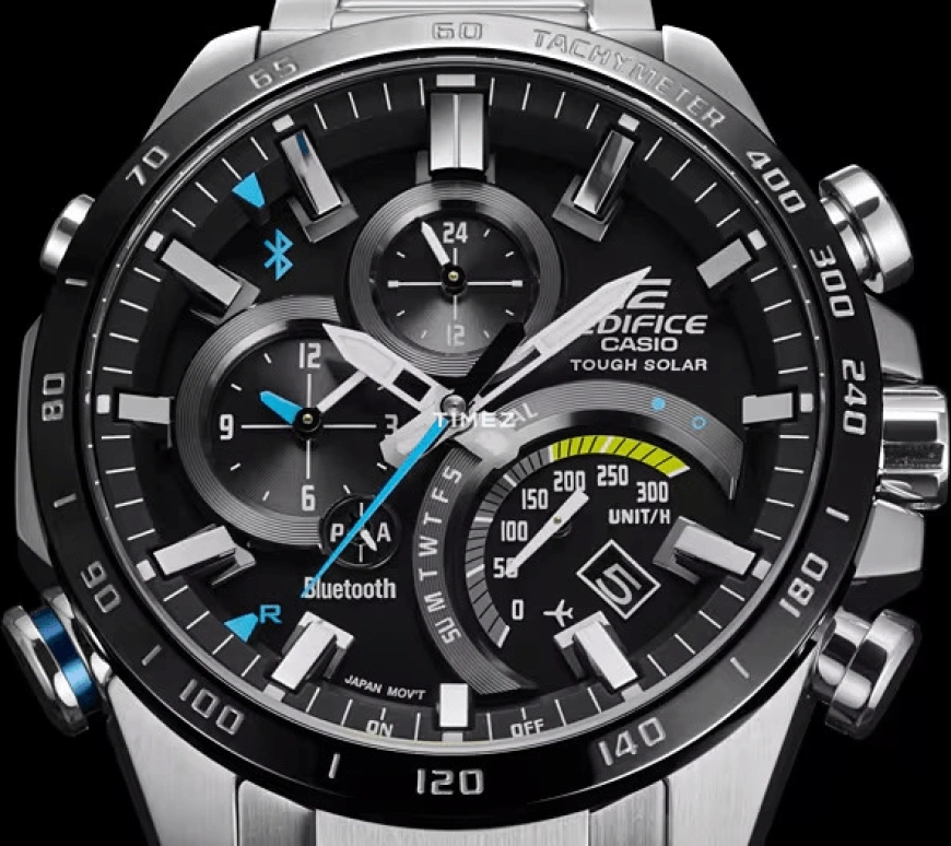 Casio,EDIFICE 48.10mm,48.10mm,Stainless Steel,Black,Quartz,Chronograph,Date,Day,Power Reserve Indicator,Hardlex,Round,EQB501XDB,EQB501XDB-1A