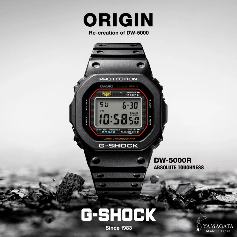 Casio,G-SHOCK 48.90x42.30mm,48.90x42.30mm,Bio-sourced,Resin,Black,Quartz,Countdown,Chronograph,Month,Date,Hardlex,Square,DW5000R,DW5000R-1A