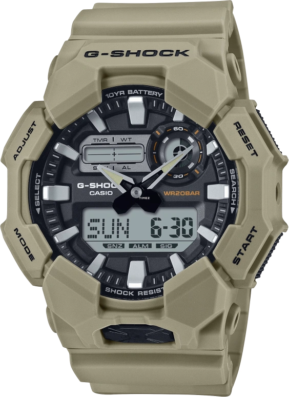 Casio,G-SHOCK 51.90mm,51.90mm,Bio-sourced,Carbon,Resin,Black,Quartz,Countdown,Chronograph,Month,Date,Hardlex,Round,GA010,GA010-5A