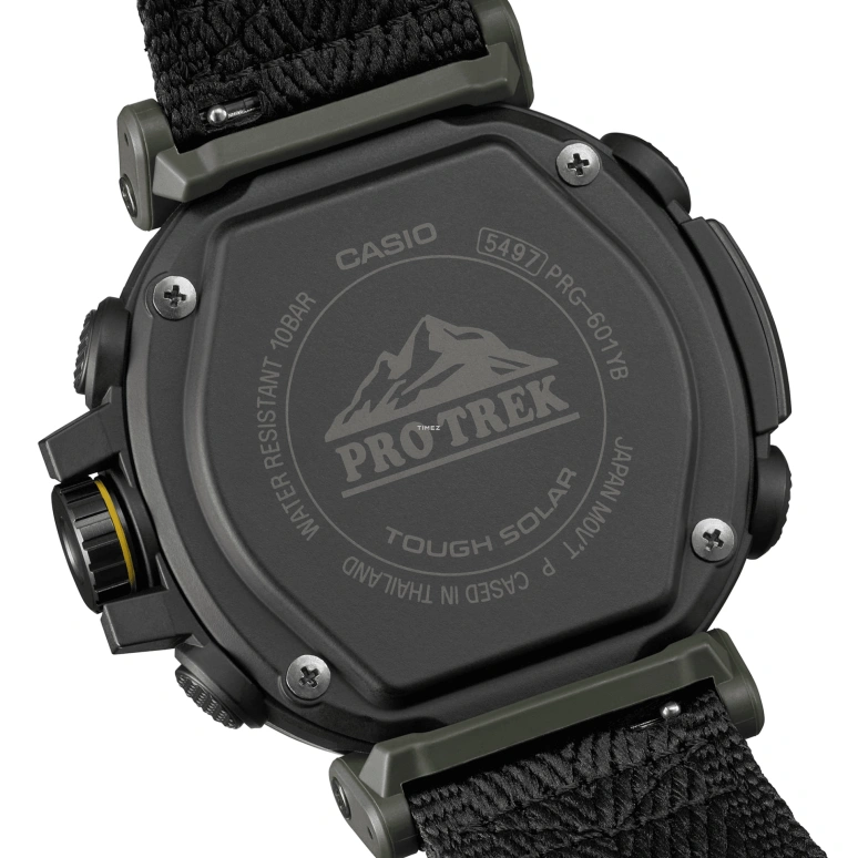 Casio,PROTREK 51.60x51.50mm,51.60x51.50mm,Bio-sourced,Stainless Steel,Grey,Olive Green,Quartz,Countdown,Chronograph,Month,Date,Hardlex,Glass,Round,PRG601YB,PRG601YB-3