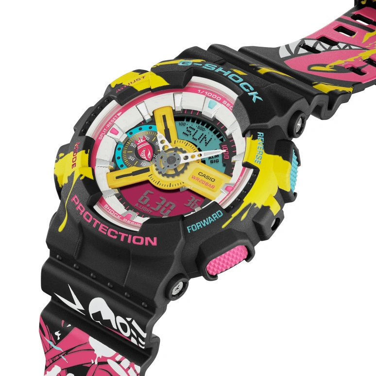 Casio,G-Shock GA-110 51.20mm,51.20mm,Resin,Yellow,White,Dual,Quartz,Countdown,Chronograph,Month,Date,Hardlex,Round,GA110LL,GA110LL-1A