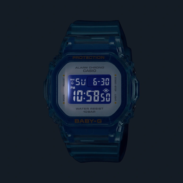 Casio,BGD-565 42.10x37.90mm,42.10x37.90mm,Resin,Blue,Grey,Quartz,Countdown,Chronograph,Month,Date,Hardlex,Square,BGD565SJ,BGD565SJ-2