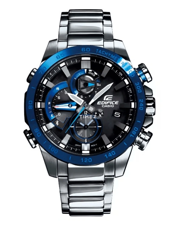 Casio,EDIFICE 49.20mm,49.20mm,Stainless Steel,Black,Quartz,Countdown,Date,Day,Power Reserve Indicator,Hardlex,Round,EQB800DB,EQB800DB-1A