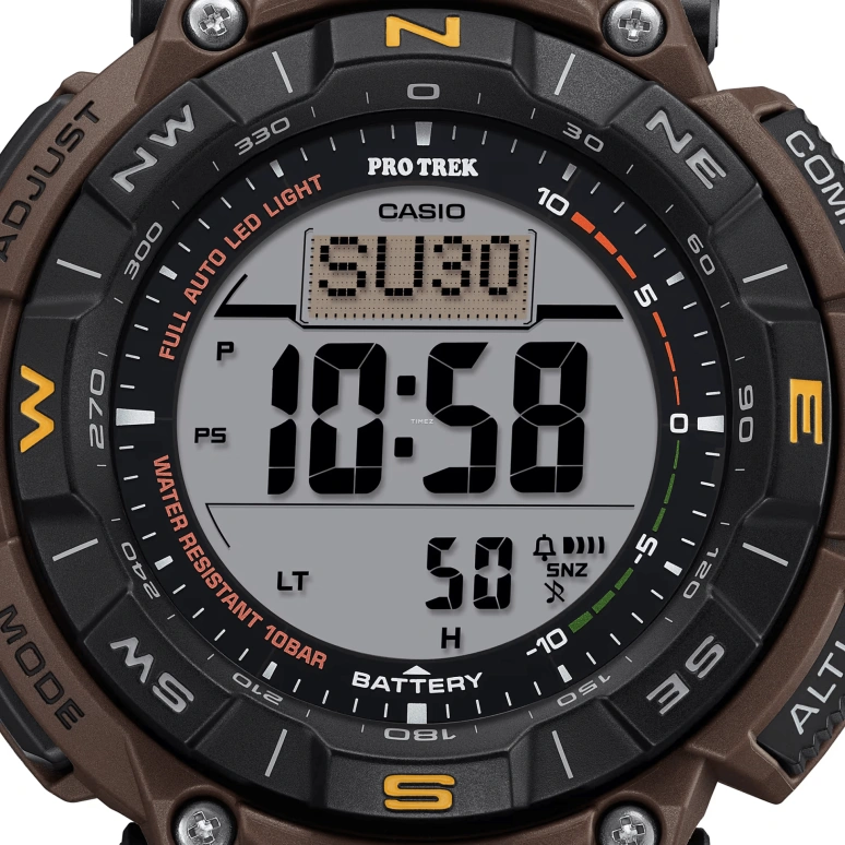 Casio,PROTREK 54.70x51.70mm,54.70x51.70mm,Resin,Bio-sourced,Black,Grey,Quartz,Countdown,Chronograph,Month,Date,Hardlex,Round,PRG340L,PRG340L-5
