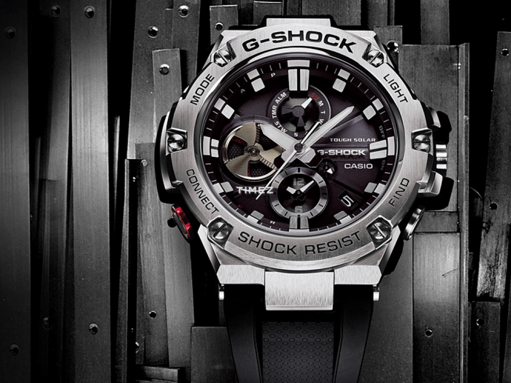Casio,G-STEEL 58.10x53.80mm,58.10x53.80mm,Stainless Steel,Black,Quartz,Smartwatch,Mineral,Glass,GST,GST-B100-1A